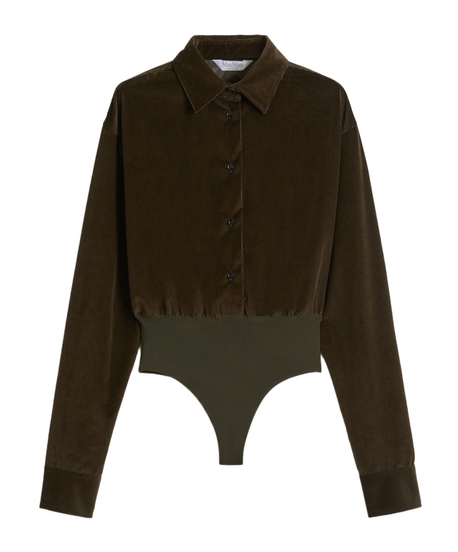 Max Mara Velvet Bodysuit Tulle Thong In Brown