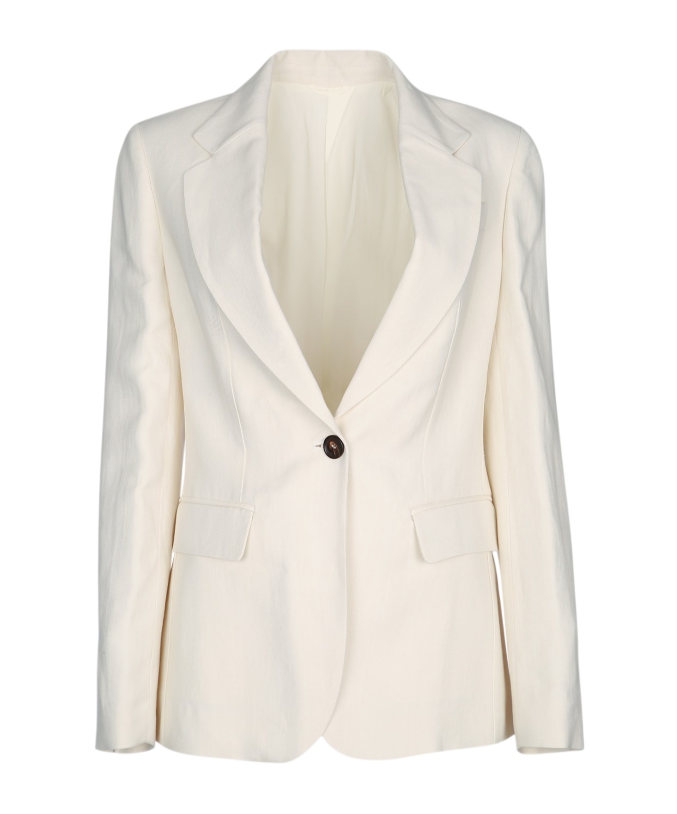 Brunello Cucinelli Ribbed Single-breasted Blazer In White