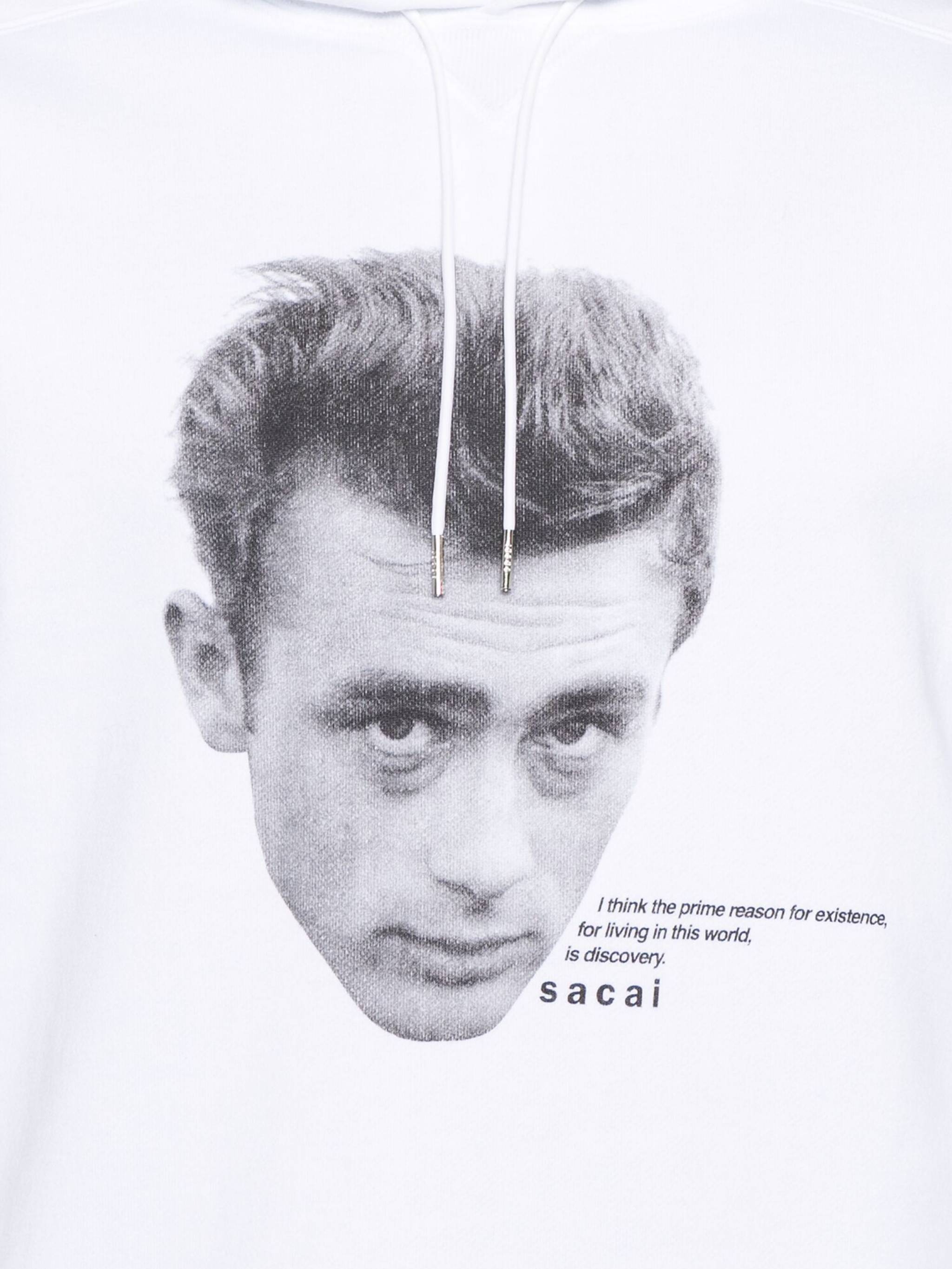 Sacai White 'james Dean' Hoodie In White