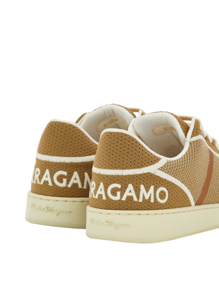 Ferragamo Logo-embroidered Low-top Sneakers In Brown