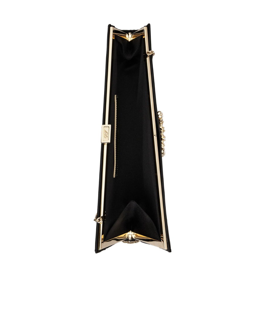 Roger Vivier Twinkle Asymmetrical Buckle Embellished Clutch Bag In Black