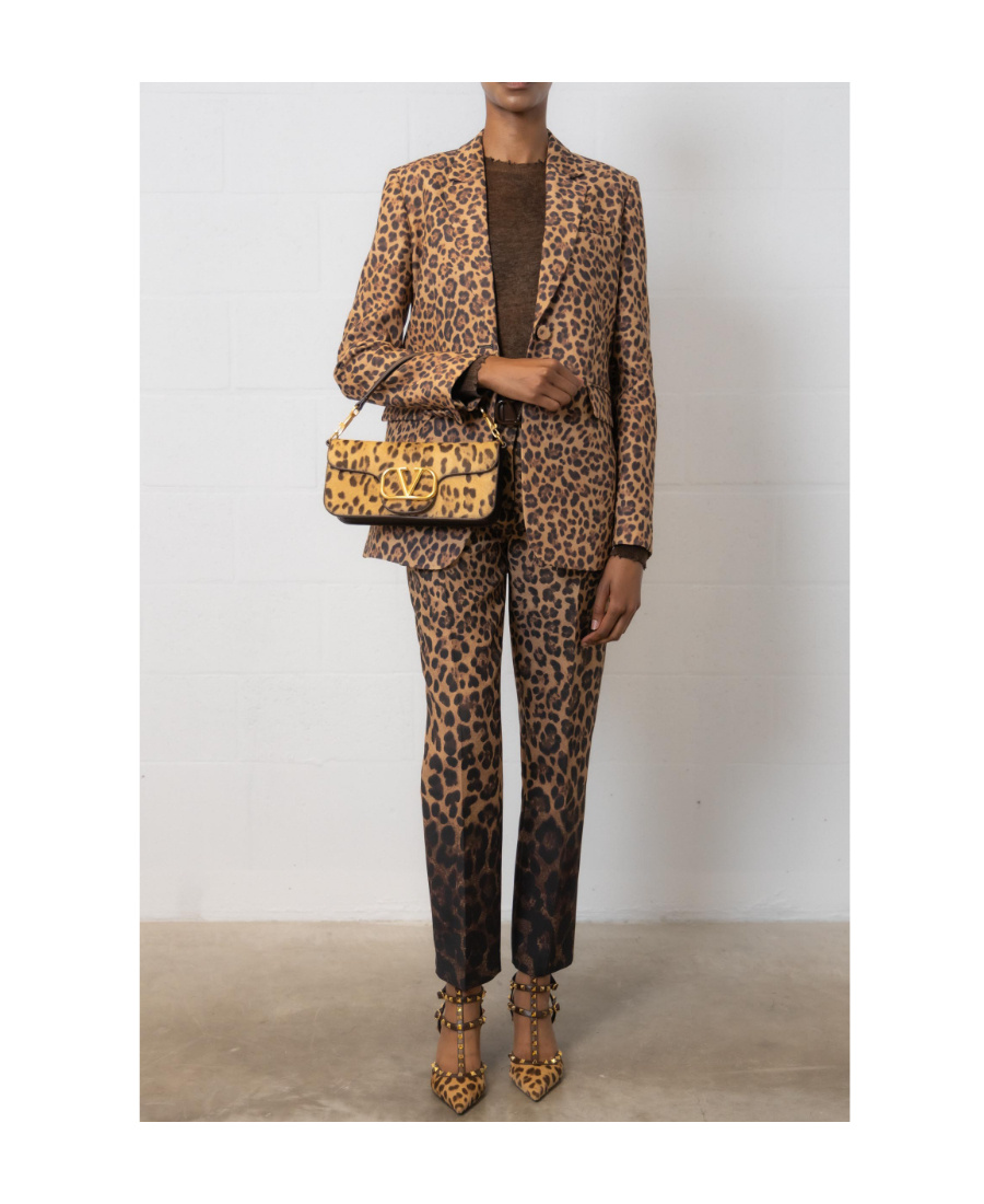 Valentino Leopard-print Slim-fit Trousers In Black