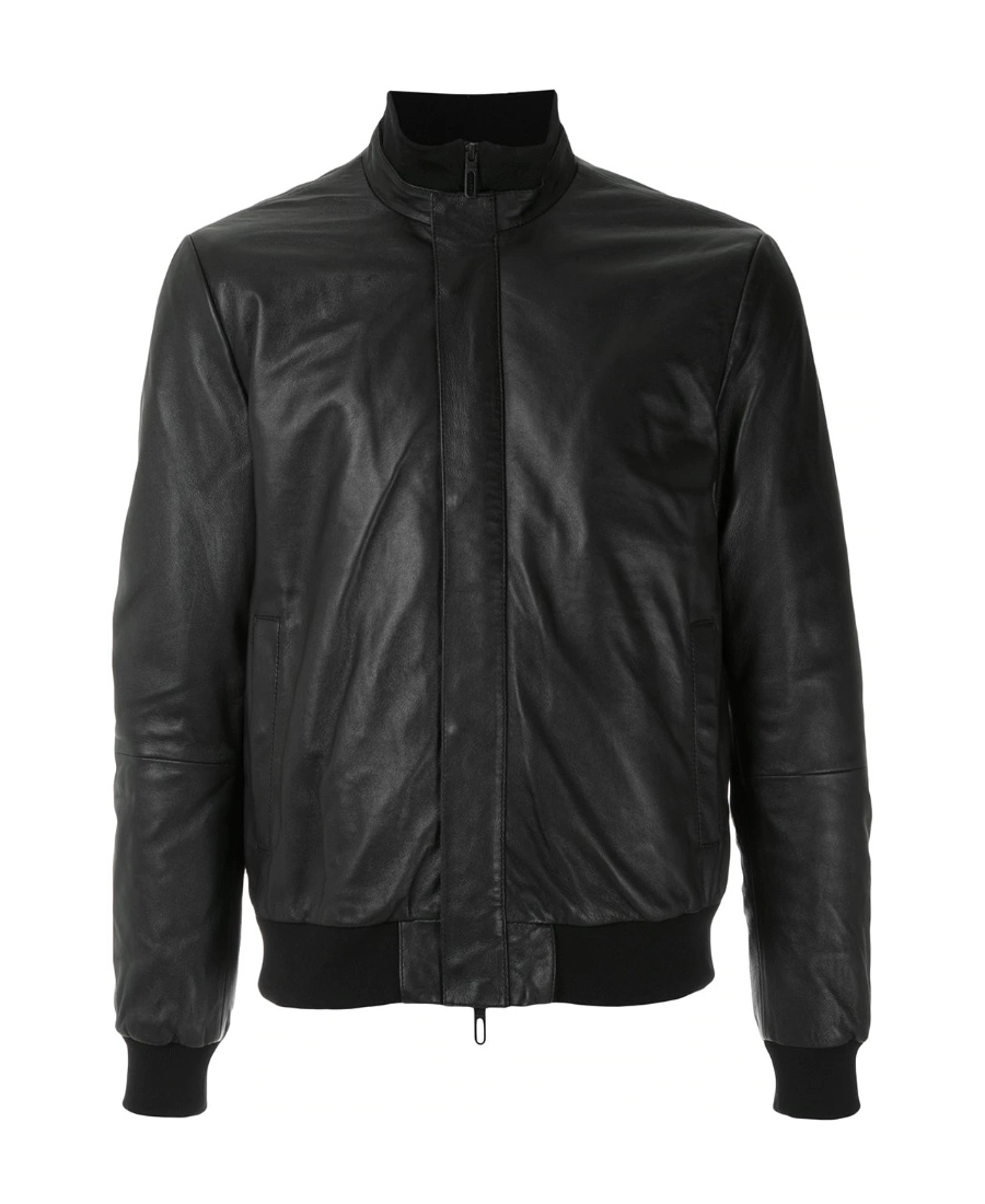 Emporio Armani Blouson Aus Nylon Mit Durchgehender Mikro-stickerei Mit Adler-motiv In Black