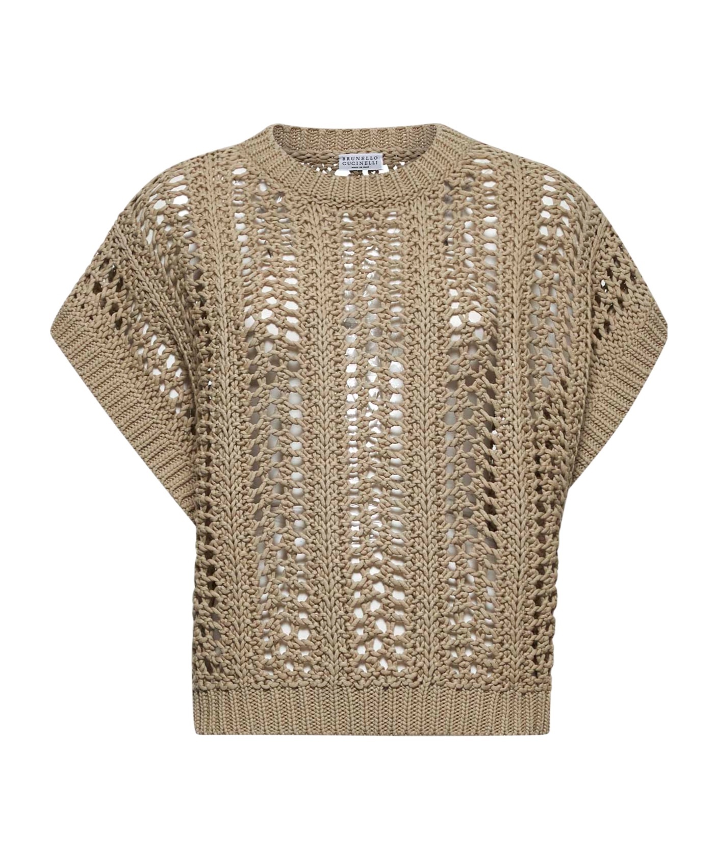 Shop Brunello Cucinelli Open-knit Vest In Nude
