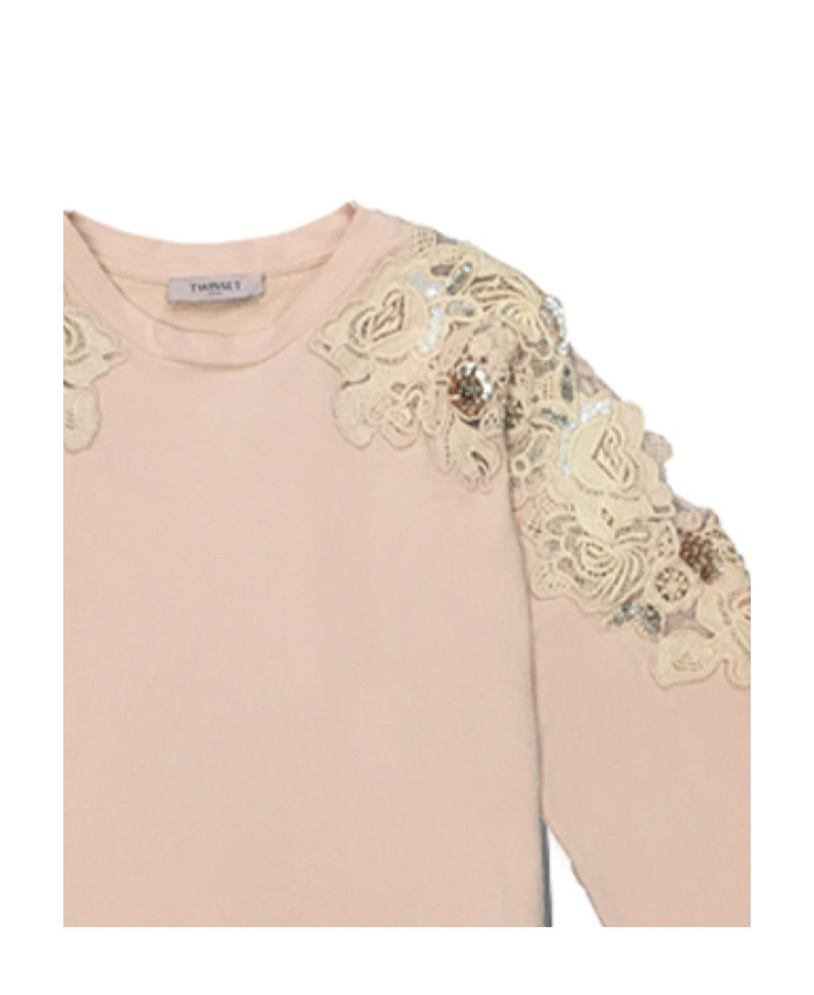 TWINSET LACE DETAIL LONG-SLEEVED T-SHIRT