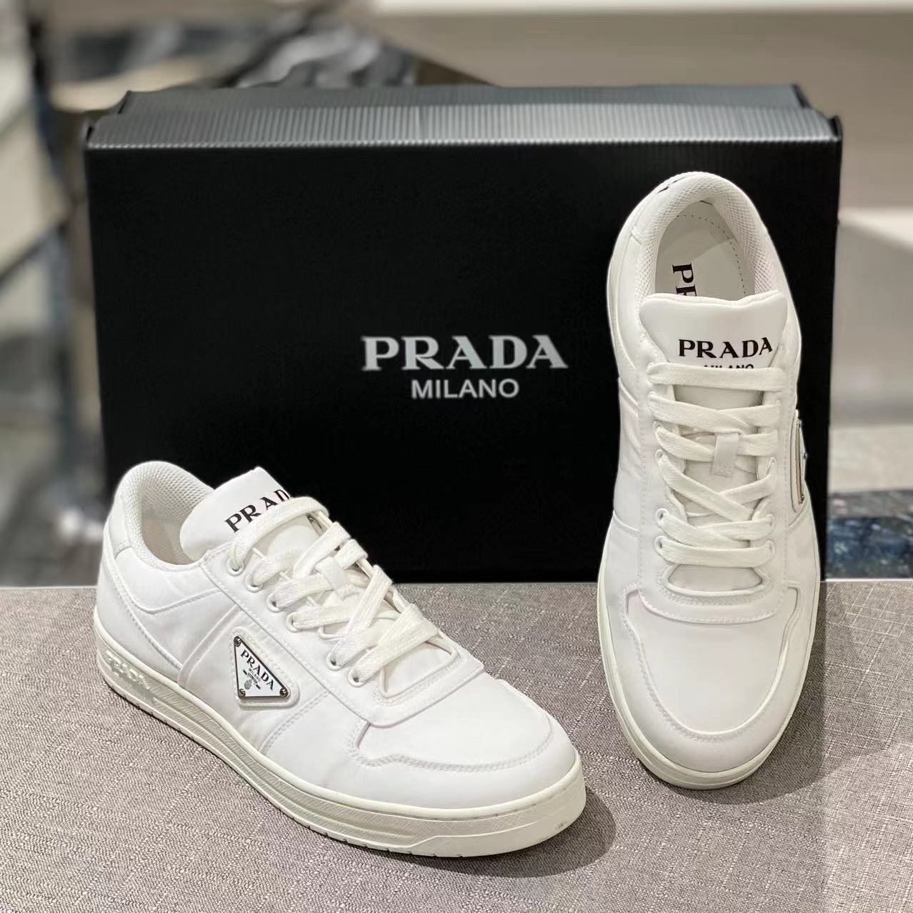 Prada Sneakers In Re-nylon Bianco Uomo In White