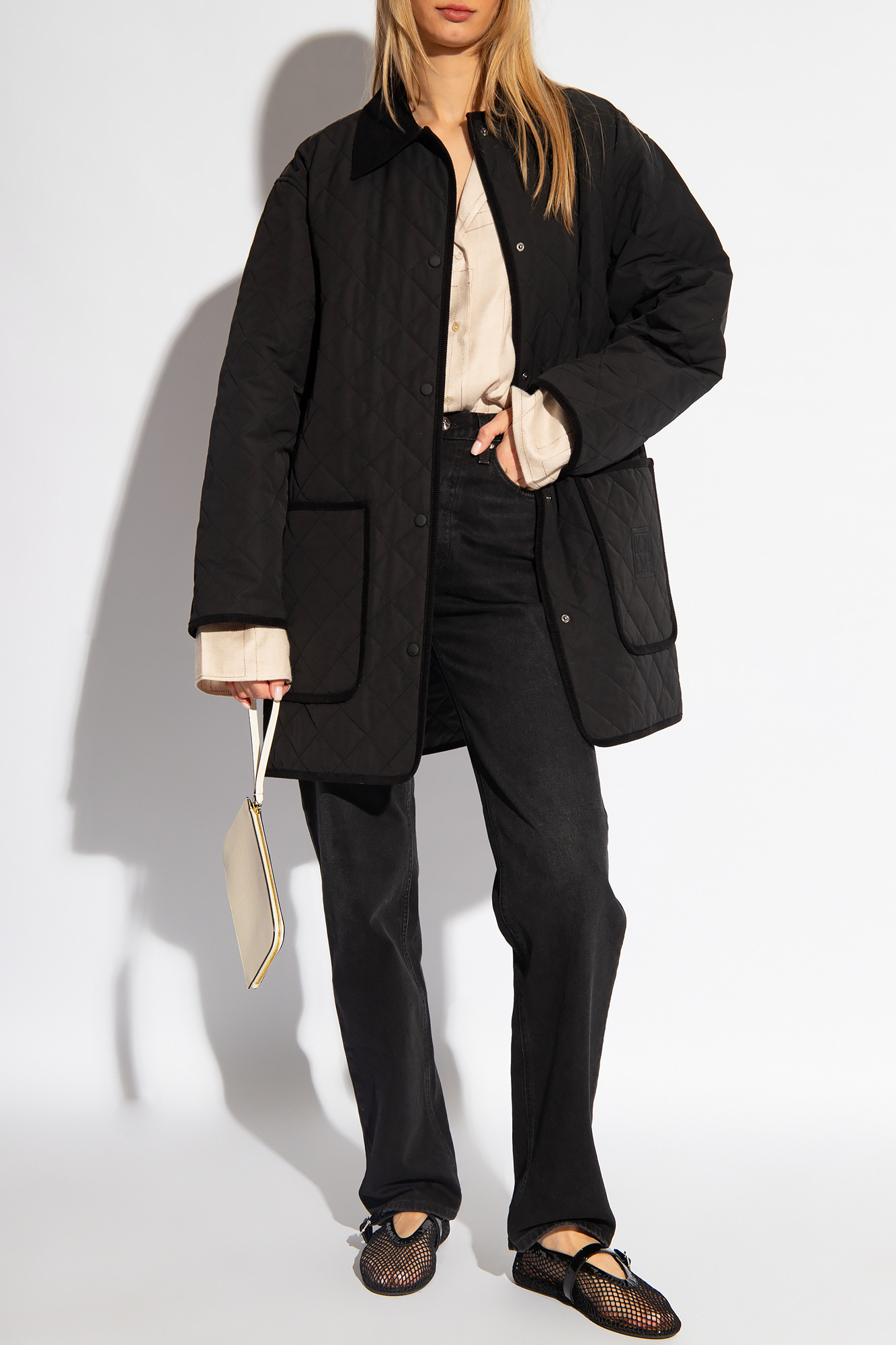 Totême Logo-patch Straight Jeans In Black