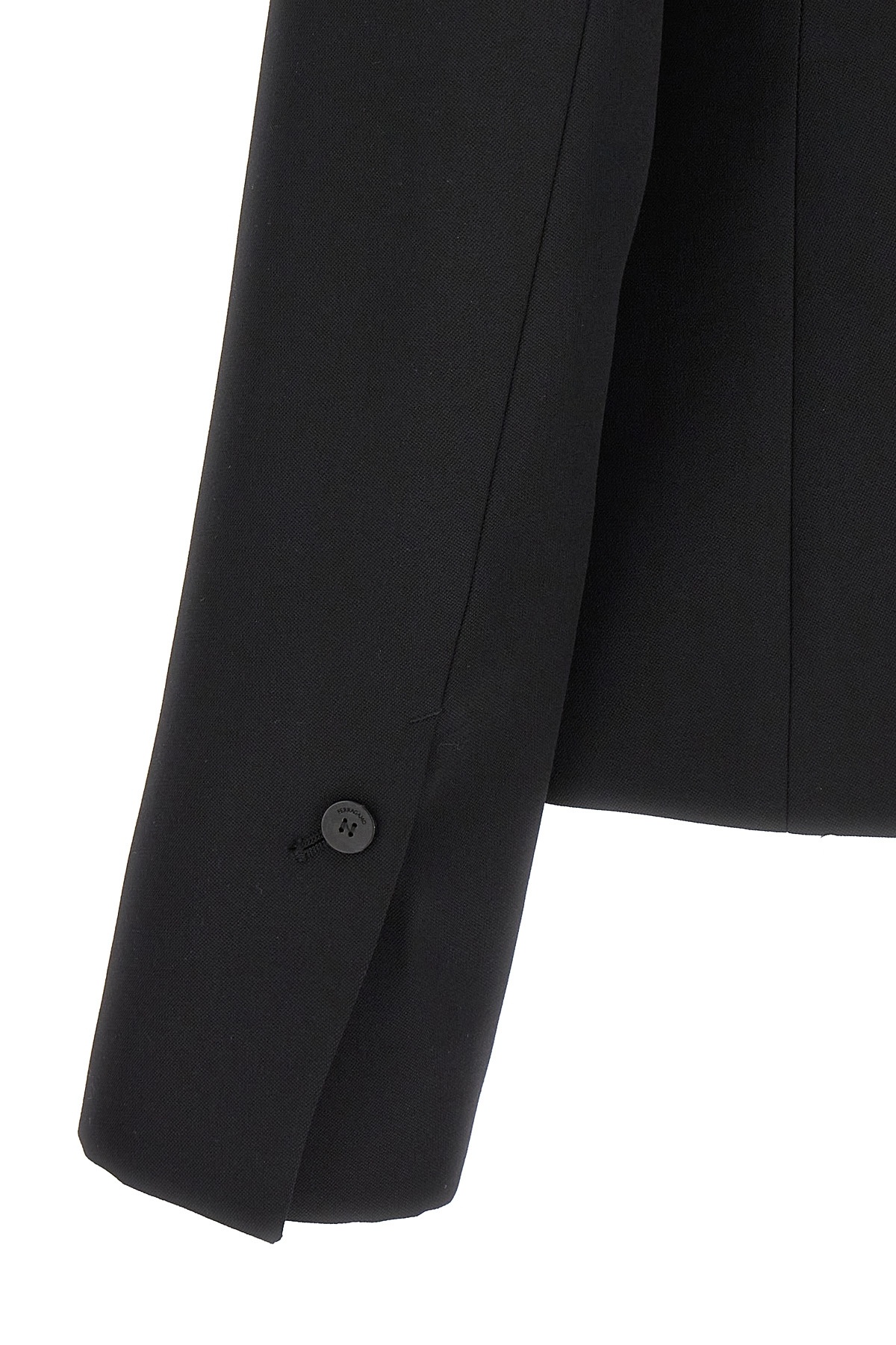 Shop Ferragamo Lapel Long-sleeved Suit Jacket In Black