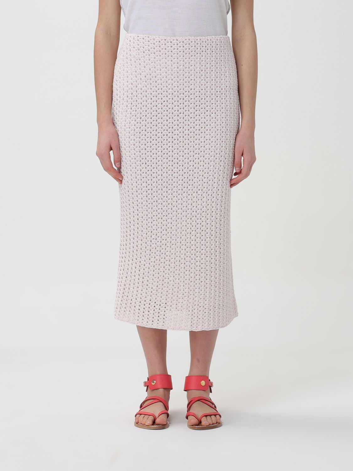 Fabiana Filippi Sequin-detail Open-knit Skirt In White