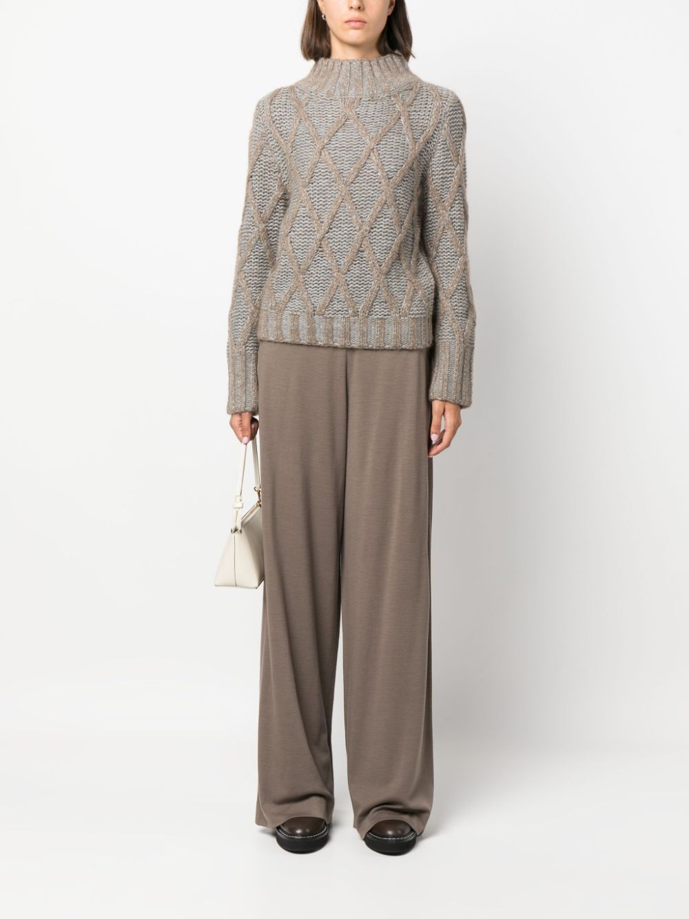 Fabiana Filippi Women's Wide Leg Wool Trousers In Gray