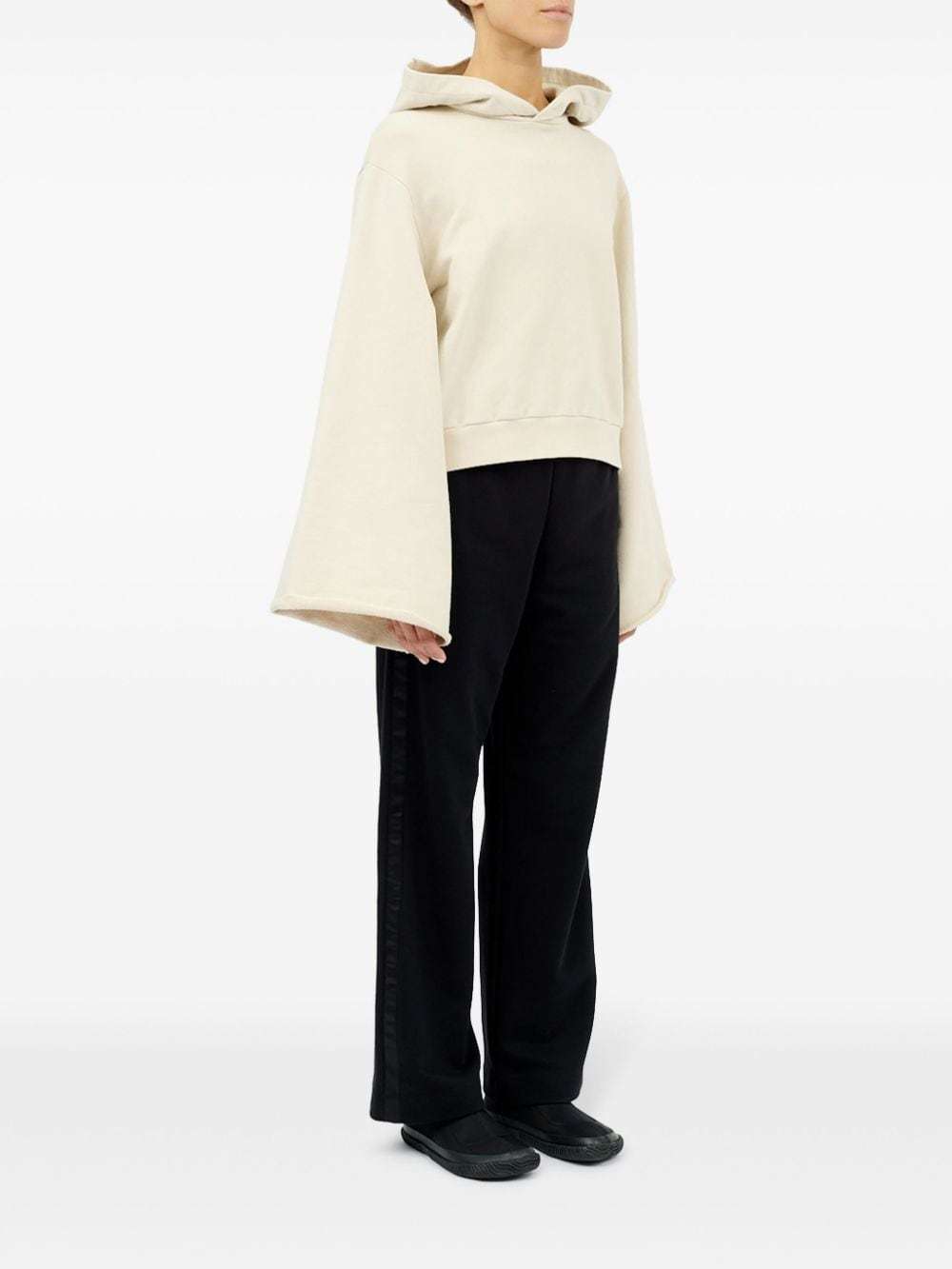 Shop Mm6 Maison Margiela Drop-shoulder Hooded Sweatshirt In White