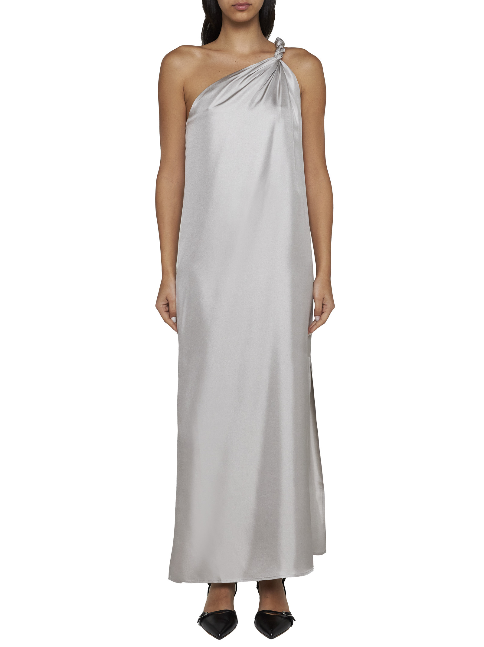 Shop Loulou Studio Adela Silk Maxi Dress In Gray