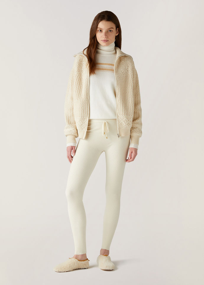 Loro Piana Diavolezza Rib Shearing Wool Leggings In White