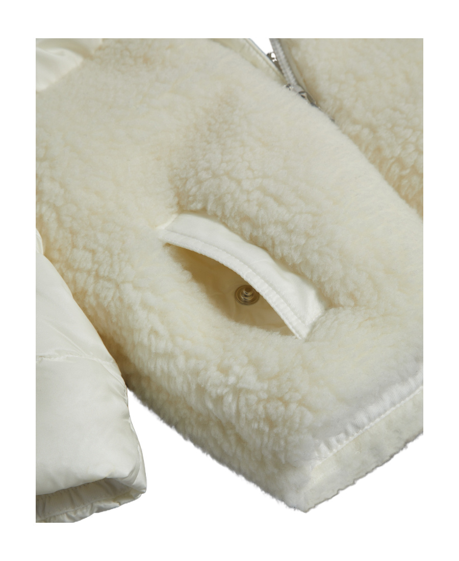 Moncler Fleece-panelling Padded Jacket In White
