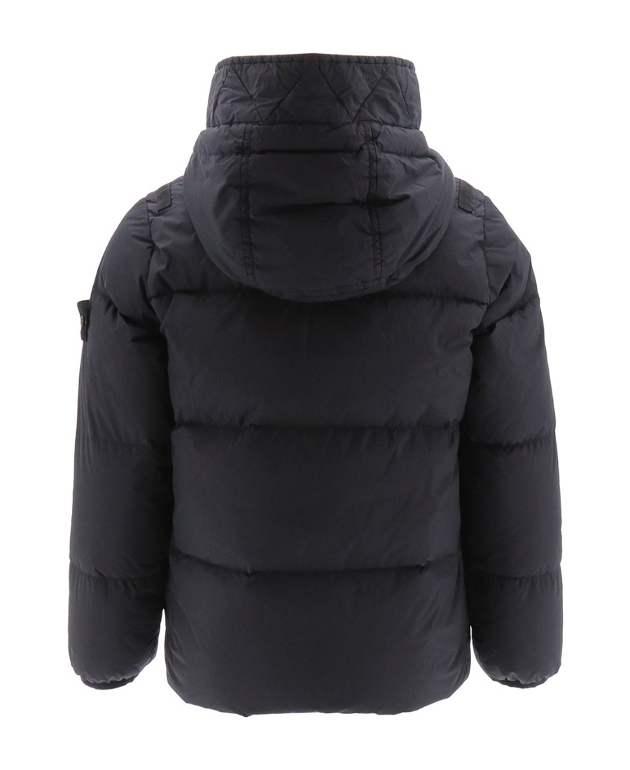 Stone Island Compass-badge Hooded Puffer Jacket In Blue