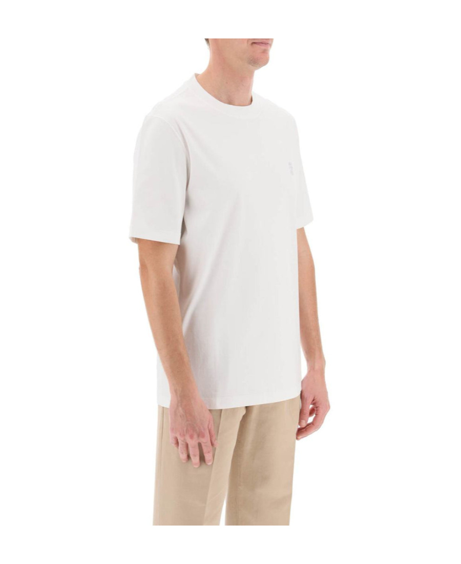 Brunello Cucinelli Men Cotton Jersey Crew-neck T-shirt With Logo And Faux-layering In White