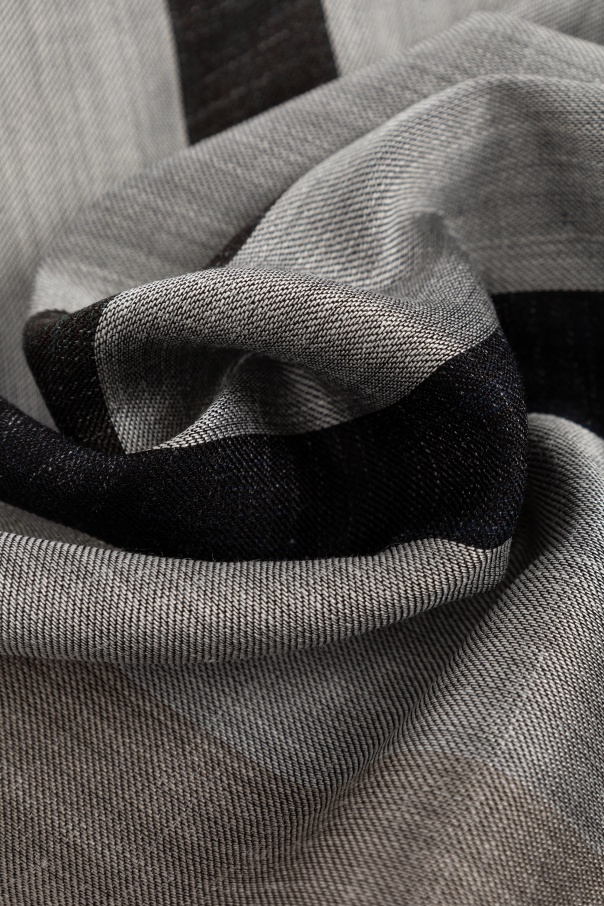 Ferragamo Logo Stripe Scarf In Gray