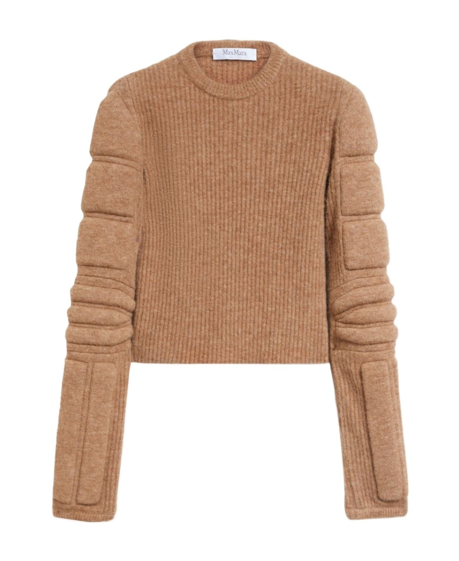 Max Mara Padded-panel Knit Top In Brown