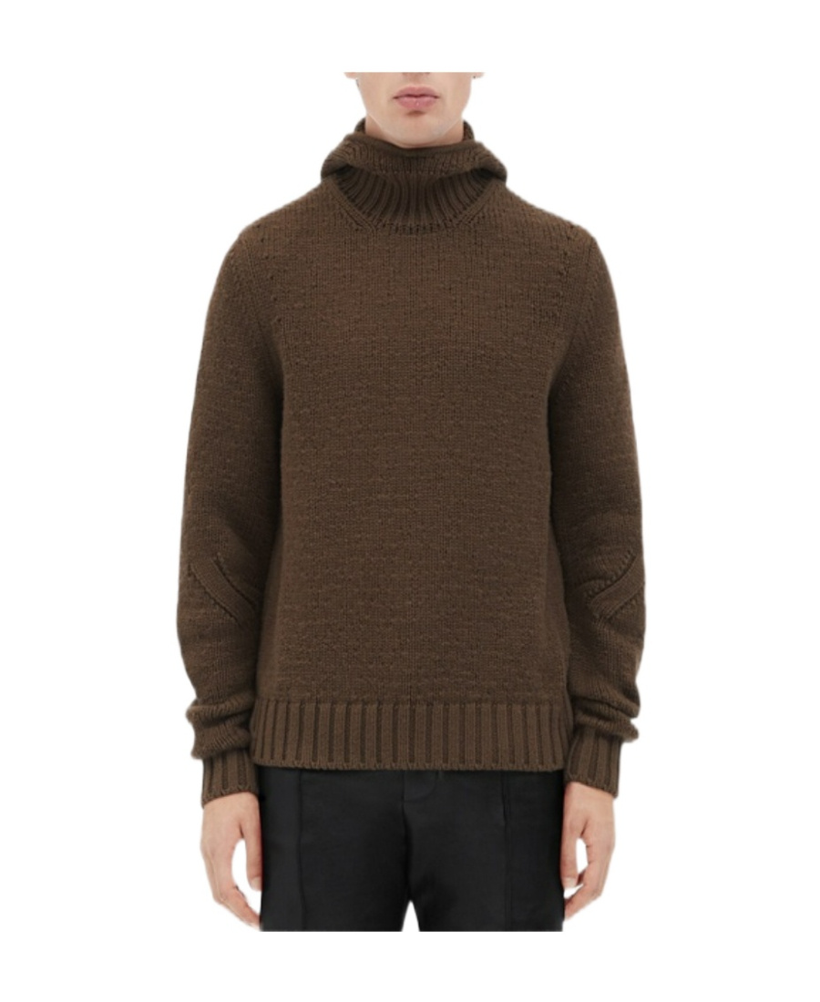 Bottega Veneta Hooded Knitted Jumper In Green
