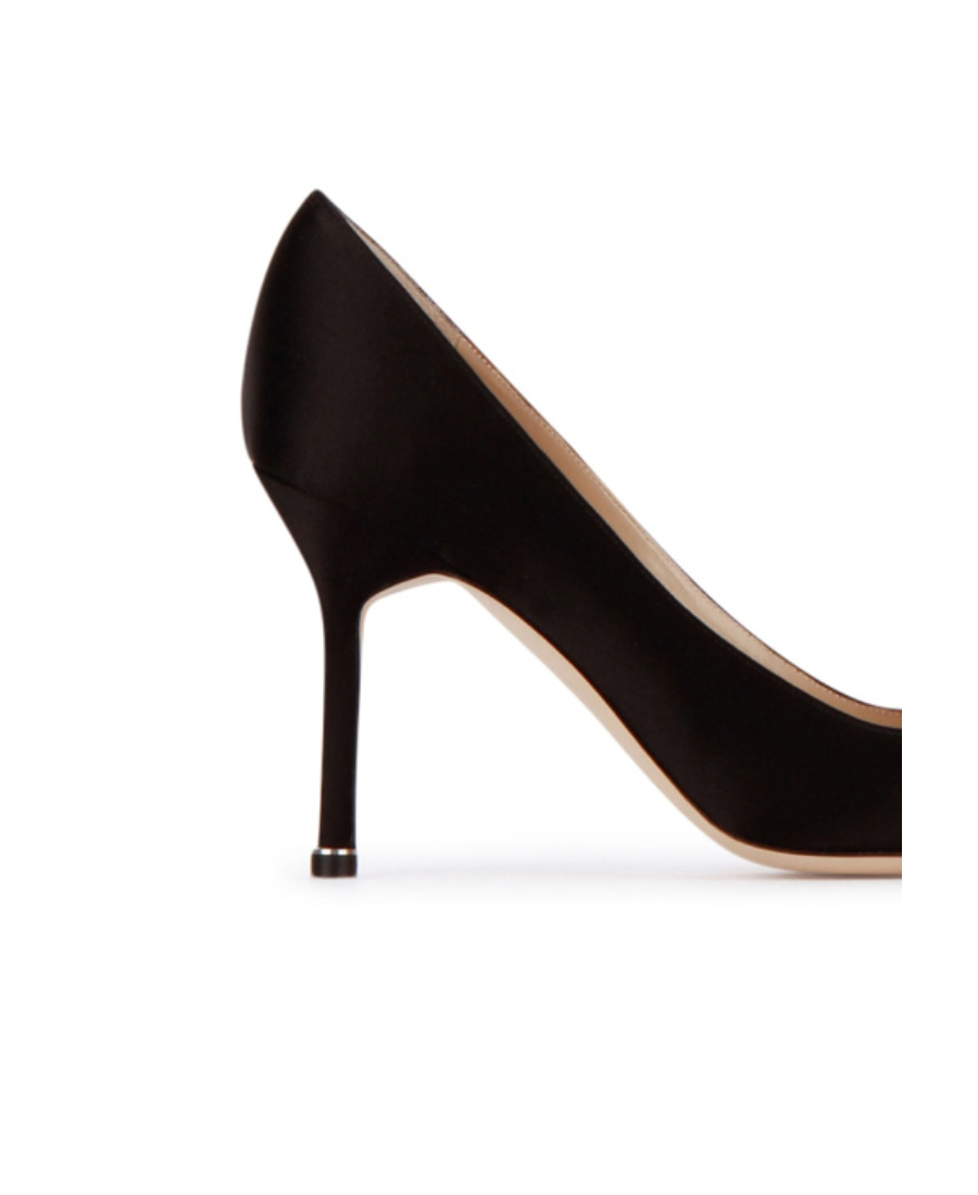 Shop Manolo Blahnik Hangisi Embellished Satin Pumps In Black