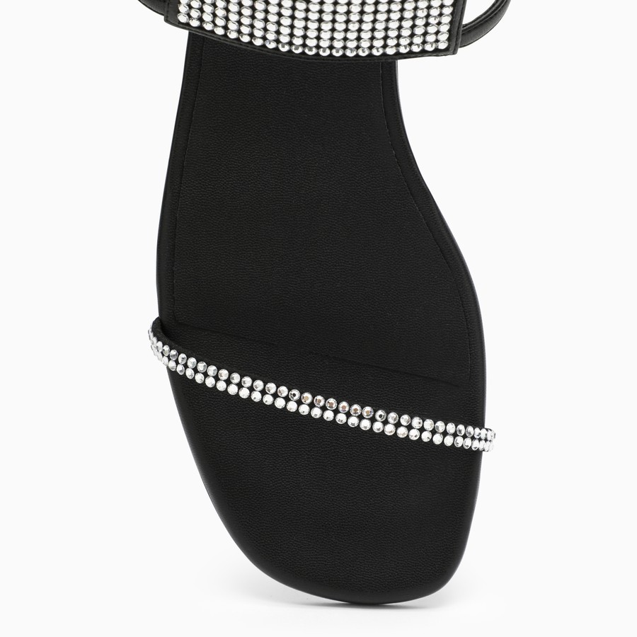 Stella Mccartney Logo Flat Sandals In Black