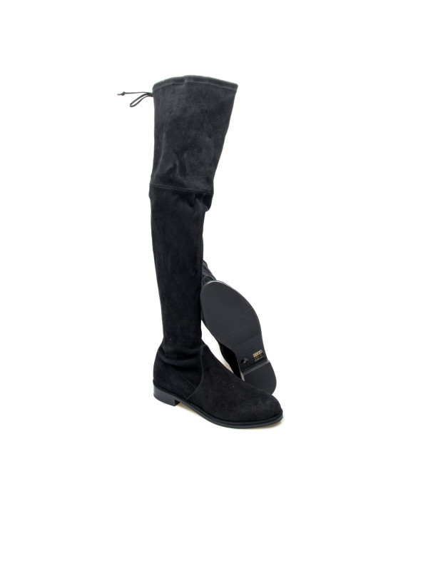 Stuart Weitzman Lowland Lift Suede Thigh-high Boots In Black