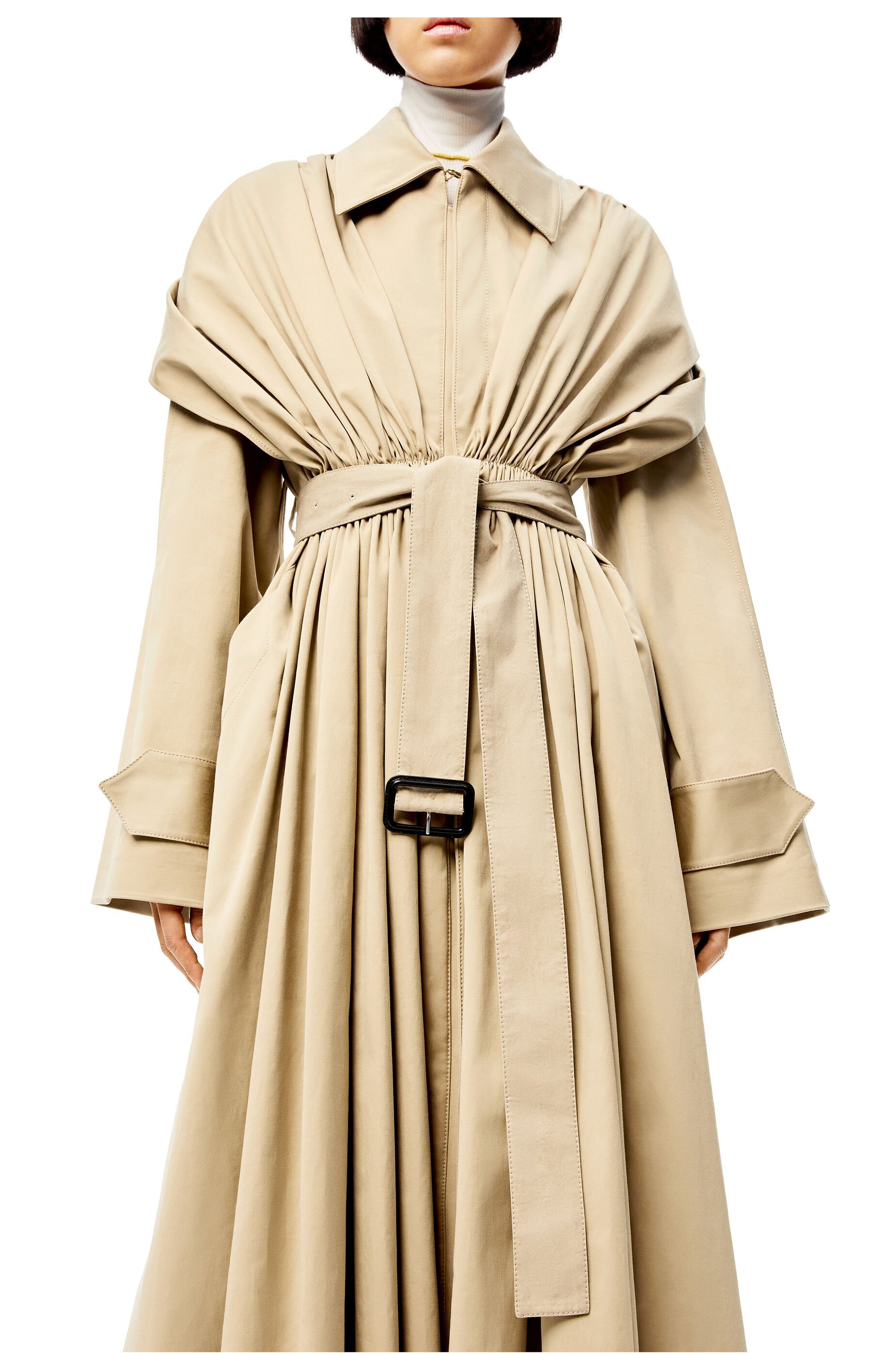 Loewe Buckle Trench Coat In Nude