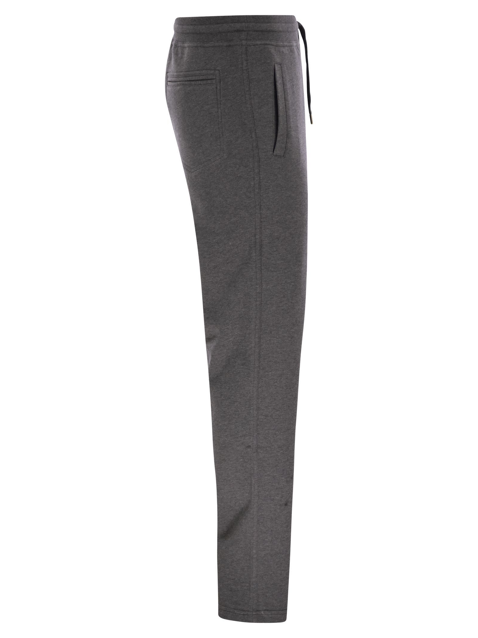 Brunello Cucinelli Men Techno Cotton Fleece Trousers In Black