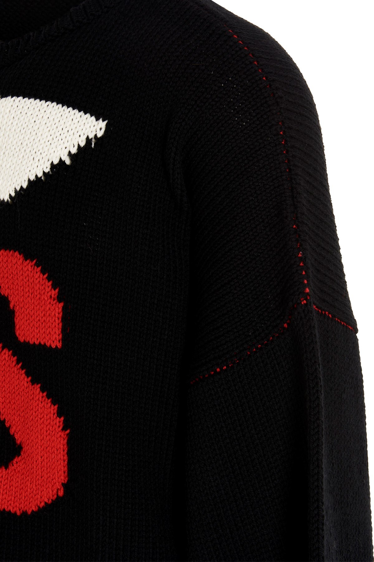 Raf Simons Logo-intarsia Wool Jumper In Black