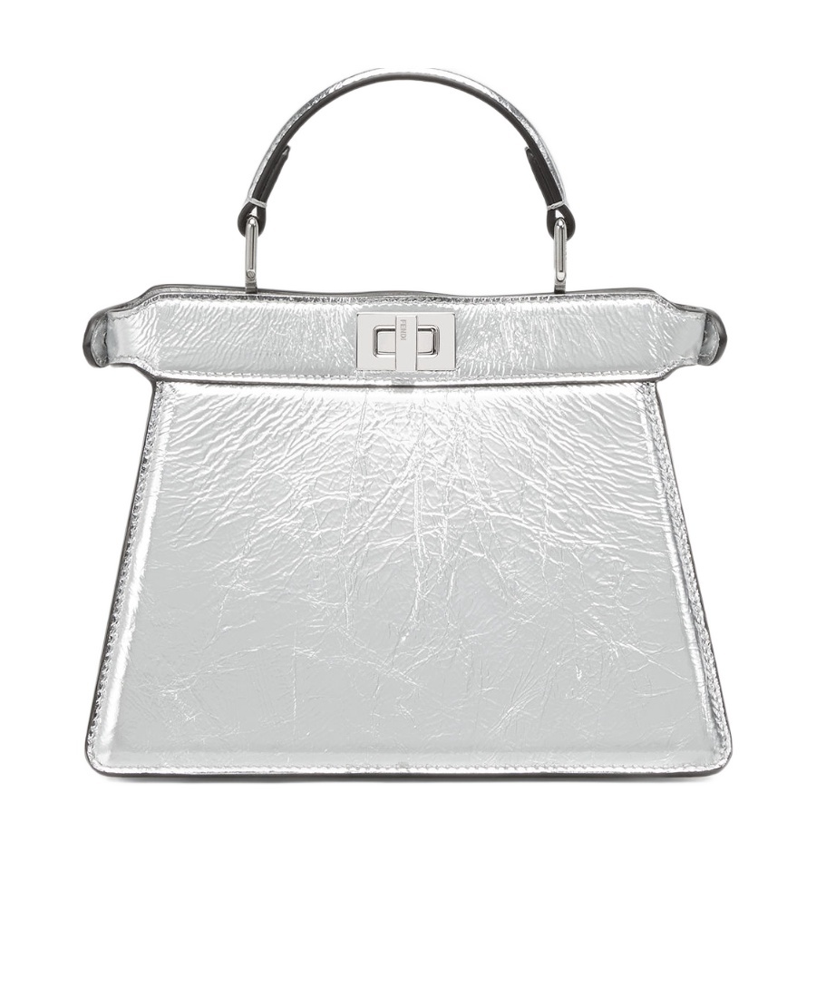 Fendi Luxurious Lamb Leather Crossbody Handbag In Argentopal For Women In White