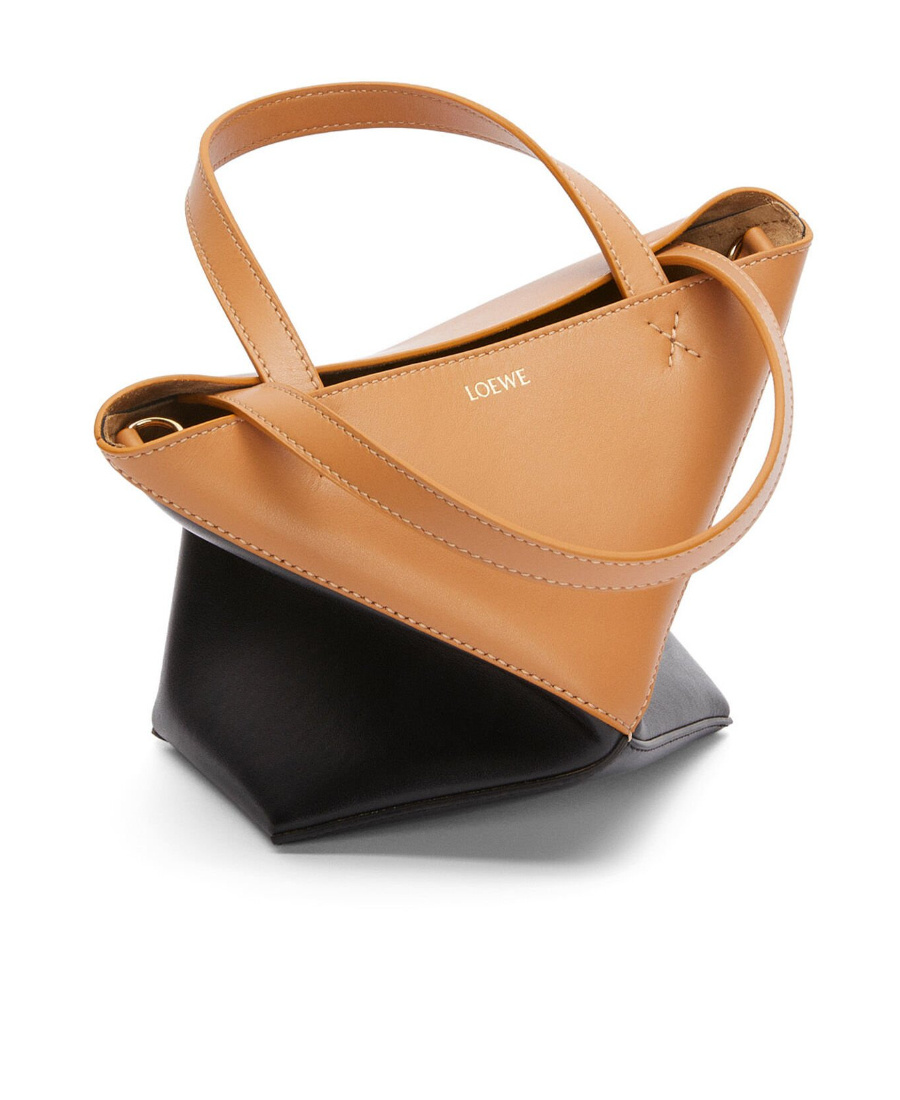 Loewe Mini Desert Tones Geometric Leather Tote In Orange