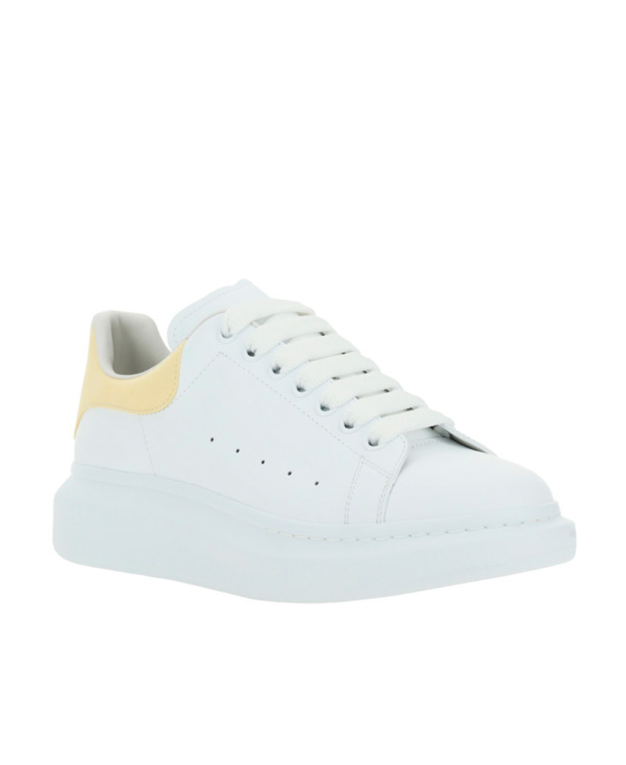 Alexander Mcqueen Perforated Platform Round Toe Sneakers In White