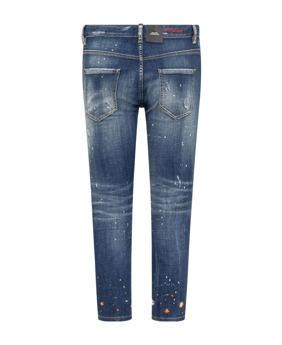 Shop Dsquared2 Floral-embroidered Skinny Jeans In Blue