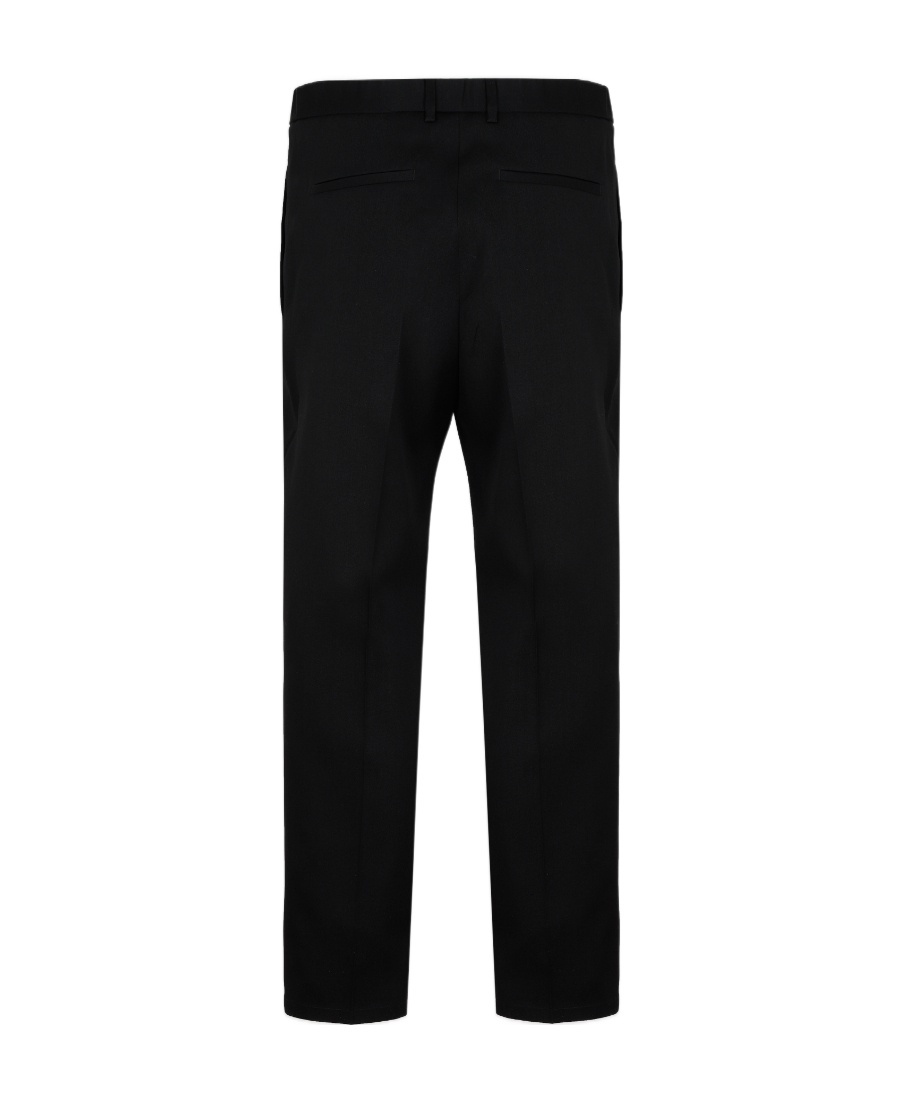 Jil Sander Wool Logo Cuffed Trousers In Black