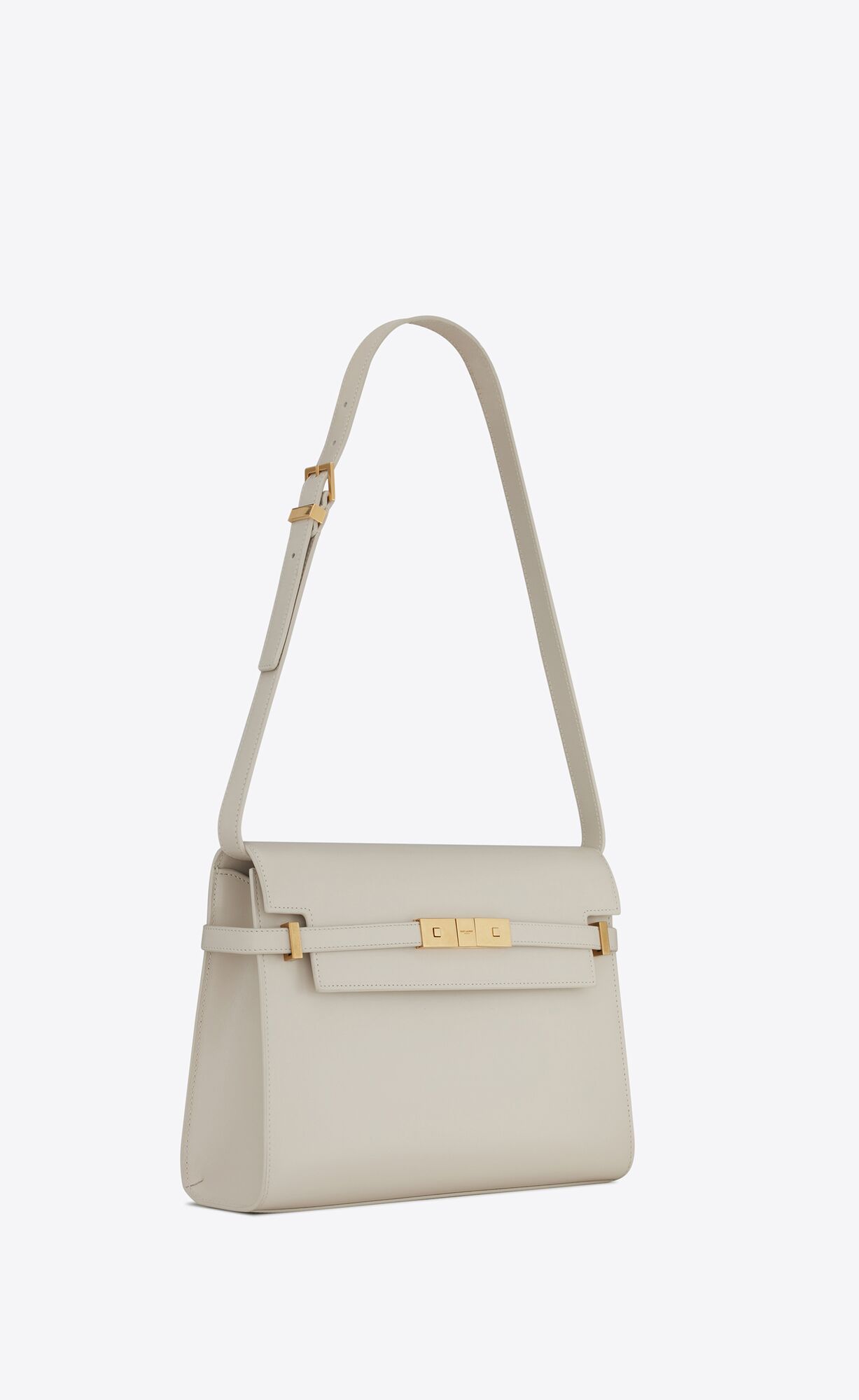 Saint Laurent Manhatten Clasp-fastening Shoulder Bag In White
