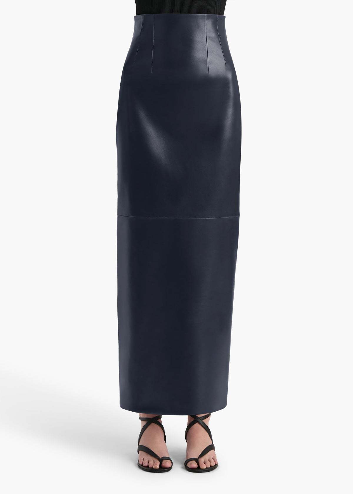 Khaite Loxley Leather Pencil Maxi Skirt
