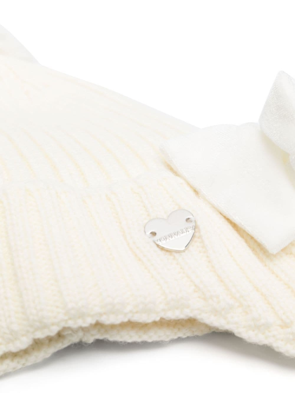 Monnalisa Bow-detail Ribbed-knit Hat In White