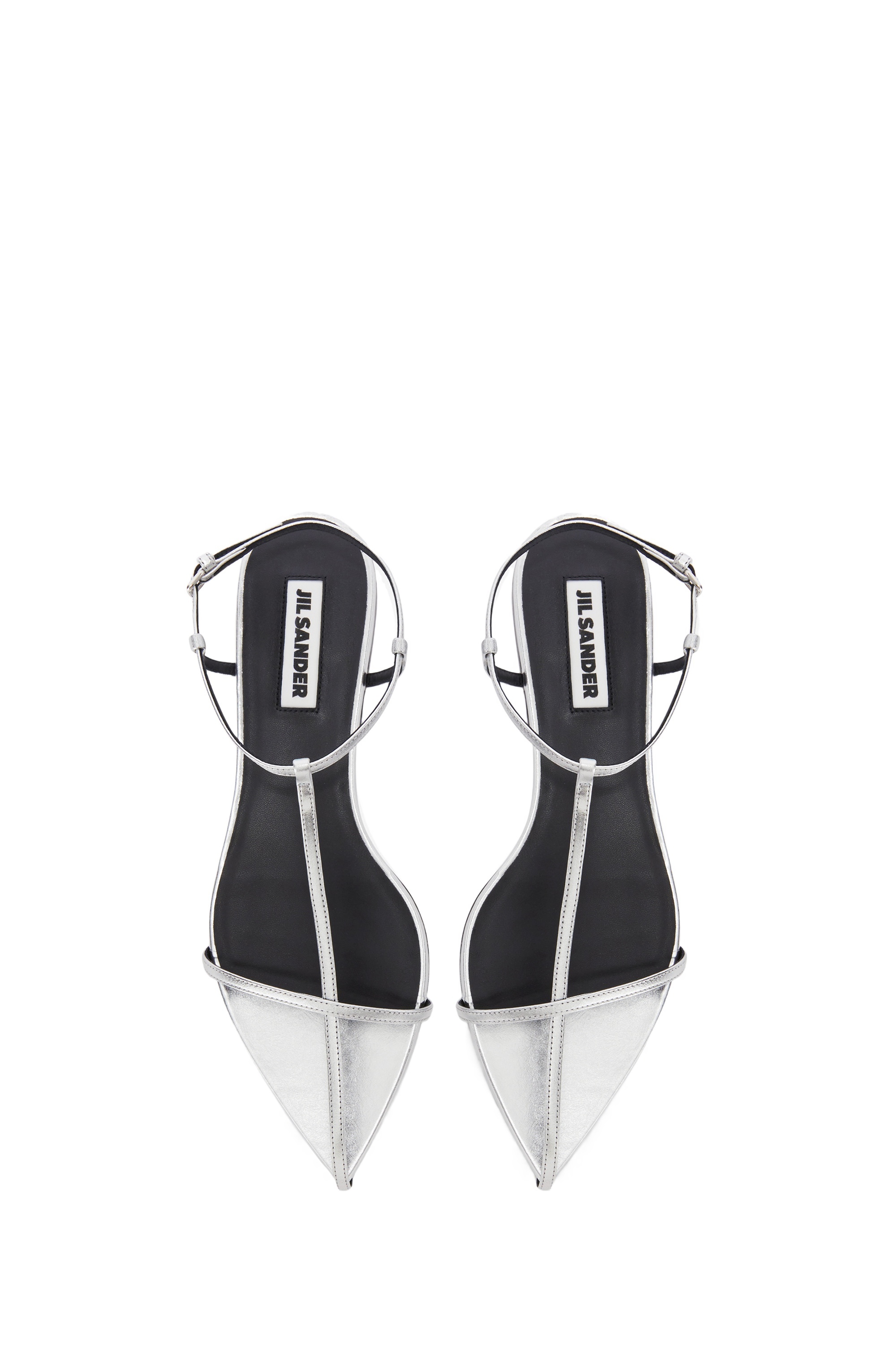 Jil Sander Metallic Kitten T-strap Sandals In White