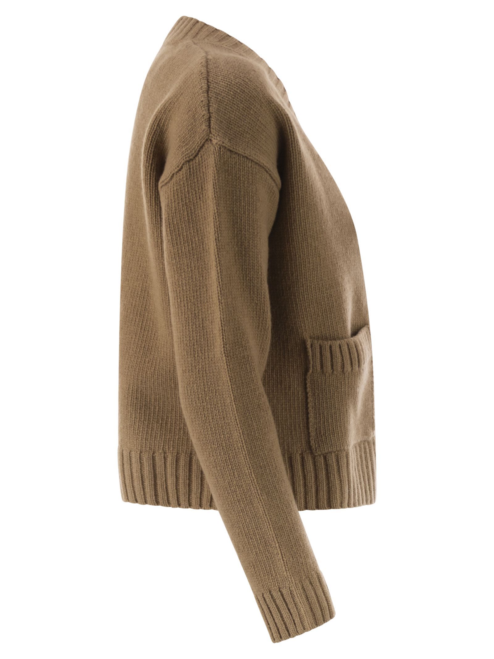 Weekend Max Mara Long-sleeved Knitted Cardigan In Brown