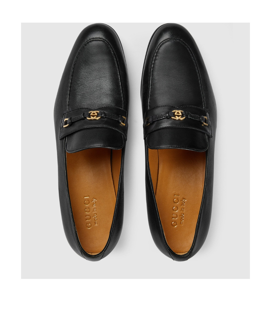 Gucci Interlocking G Leather Loafers In Black