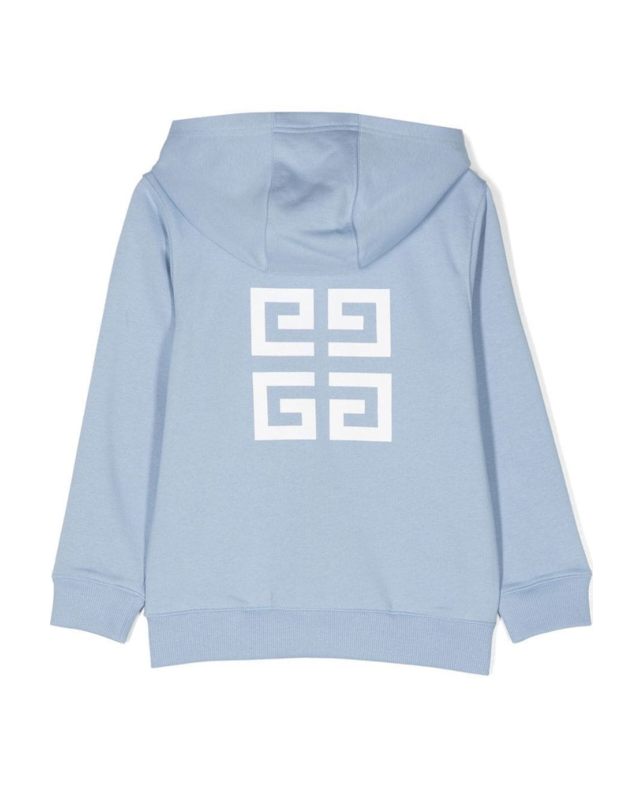 Givenchy Logo Printed Zipper Hoodie In Blue