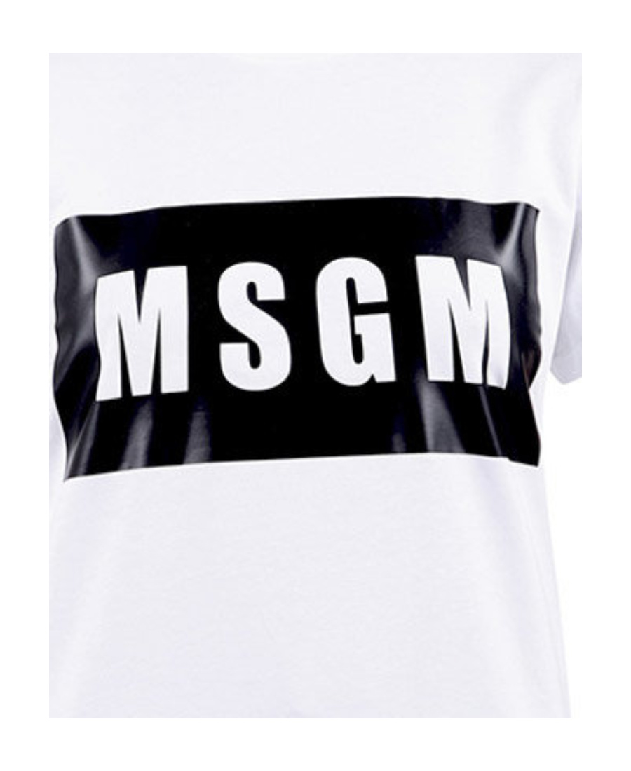 Msgm Logo Print Crewneck T-shirt In White