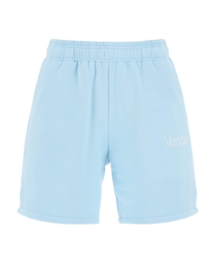 Versace 1978 Re-edition Brushed Jersey Shorts In Blue