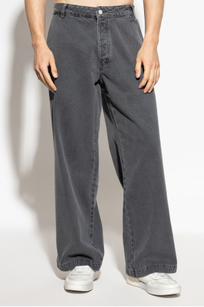Officine Generale Belt Loop Jeans In Gray