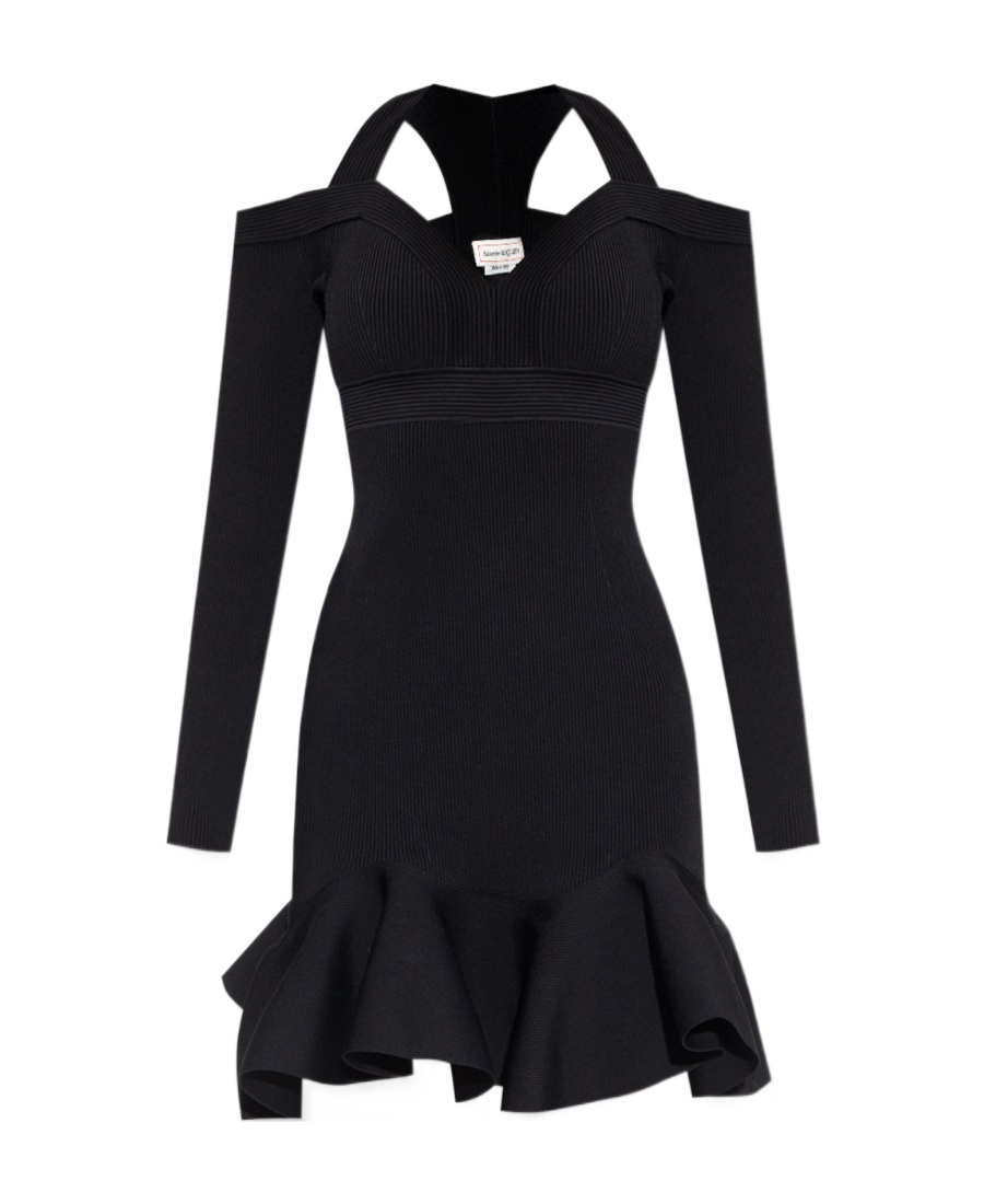 Alexander Mcqueen Alexander Mc Queen Off Shoulder Mini Dress In Black