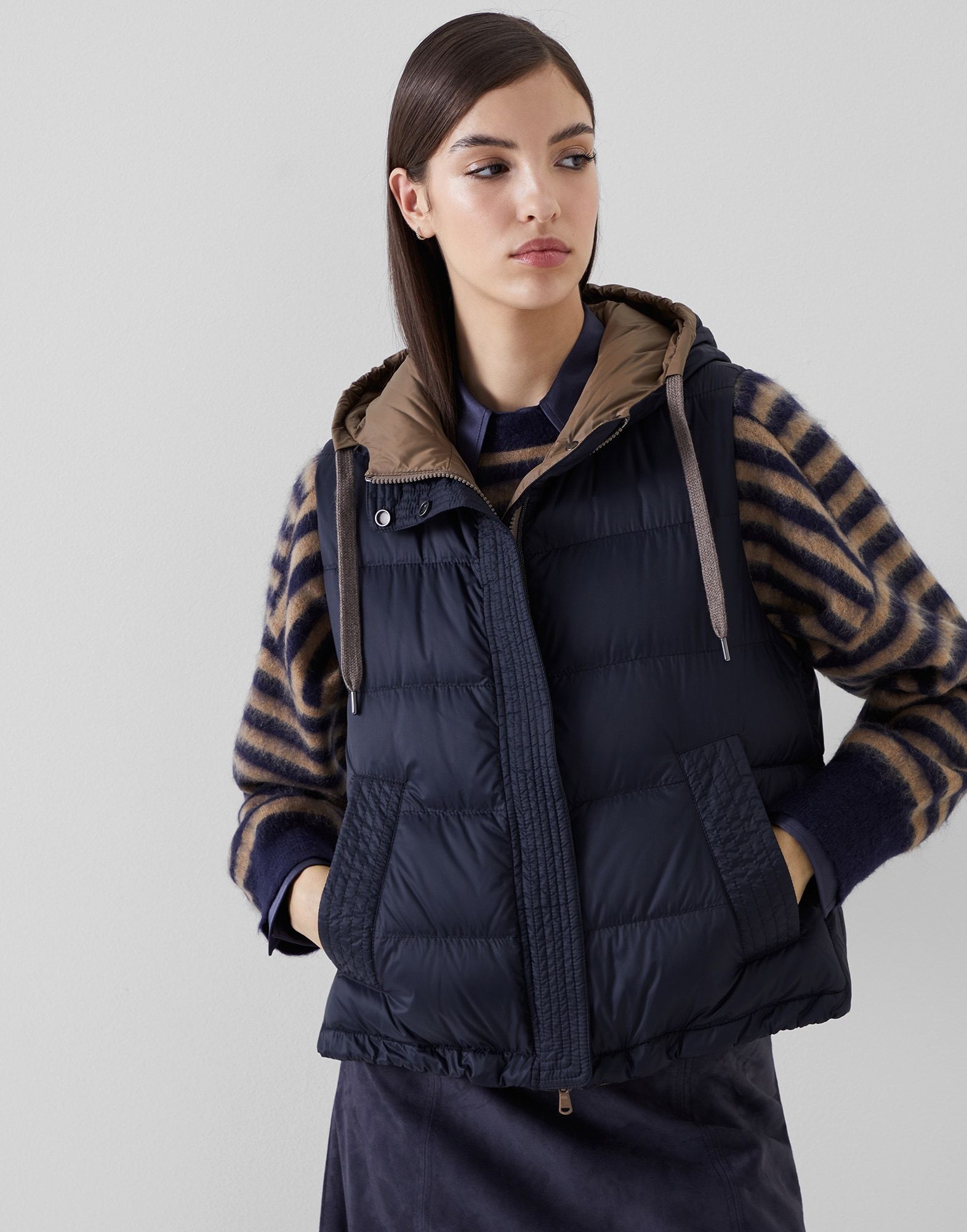 Shop Brunello Cucinelli Quilted Hooded Gilet In Black