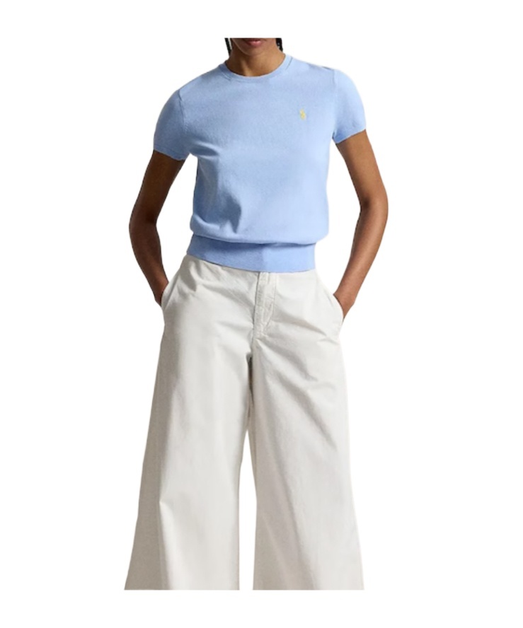 Polo Ralph Lauren Short-sleeve Knitted T-shirt In Blue