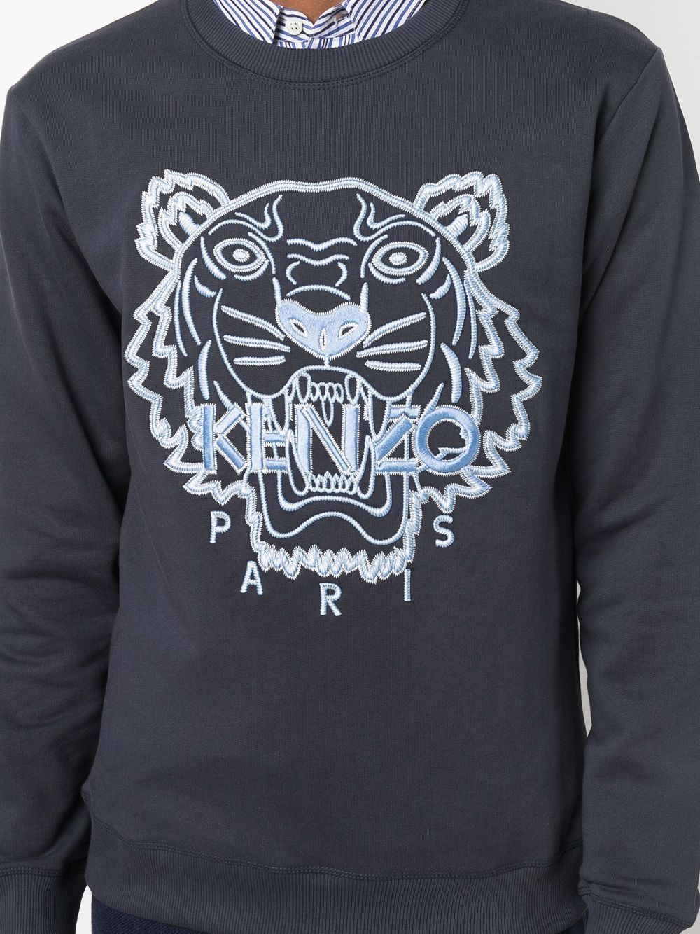 Kenzo Tiger Embroidered Crewneck Sweatshirt In Black