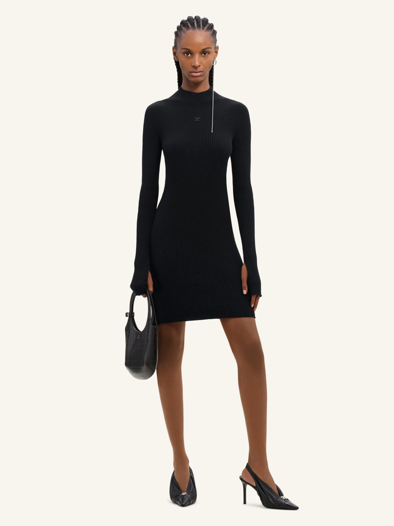 Courrèges Courreges Short Ribbed Dress In Black