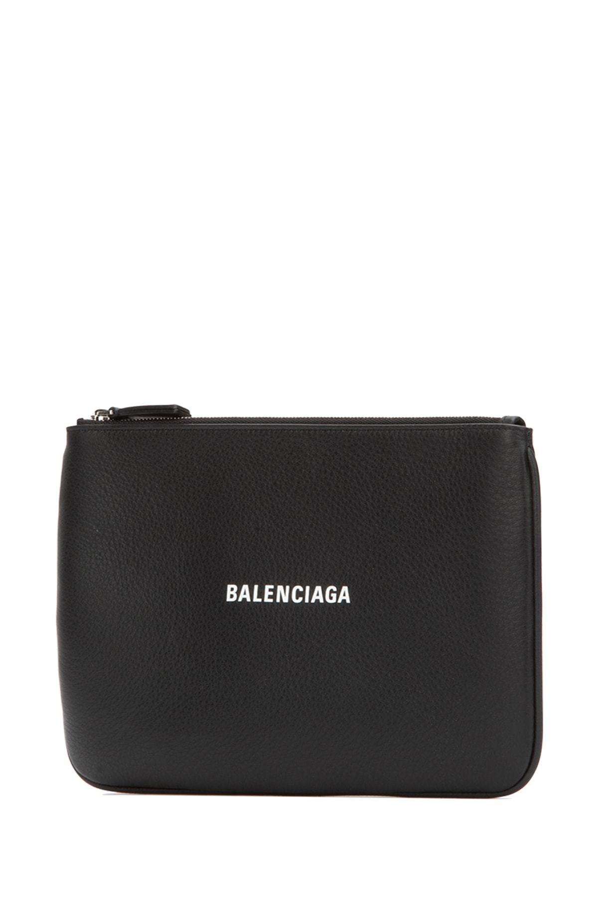 Balenciaga Everyday Logo Pouch In Black